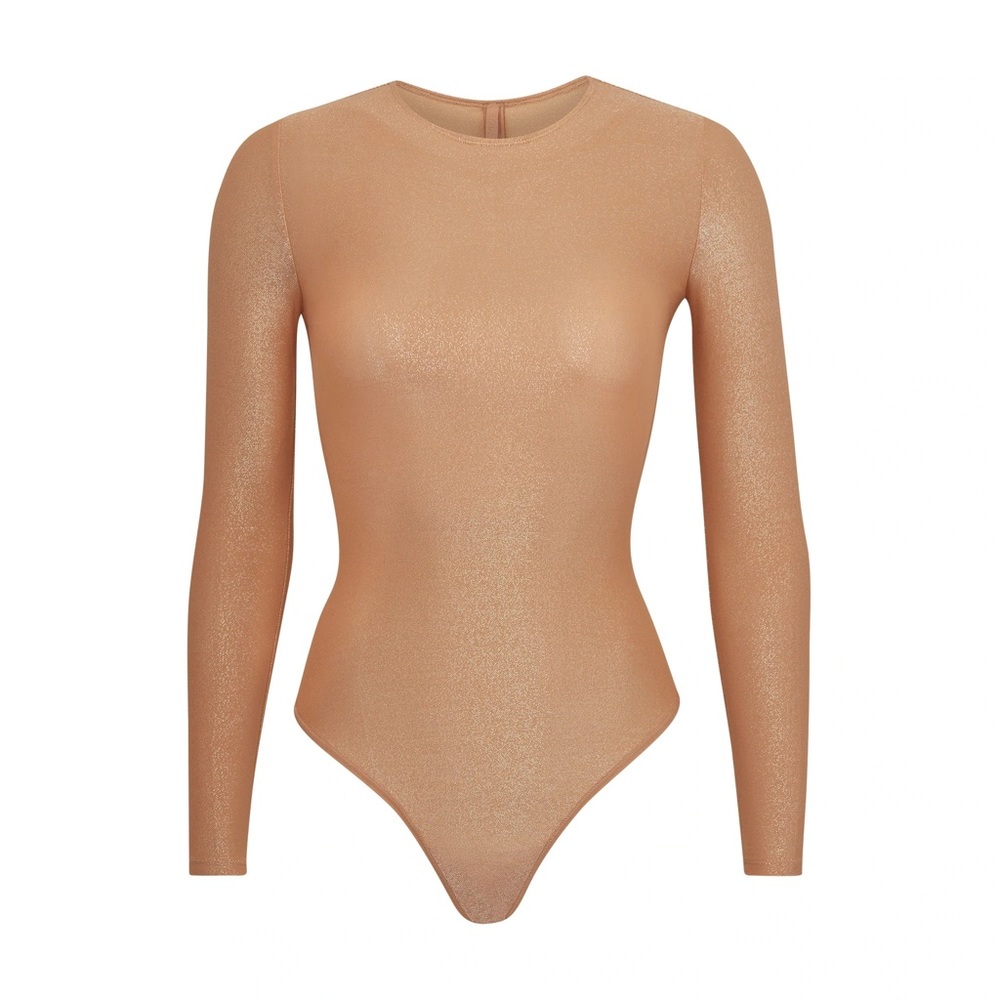 2 for 15% off! SKIMS shimmer long sleeve bodysuit XS